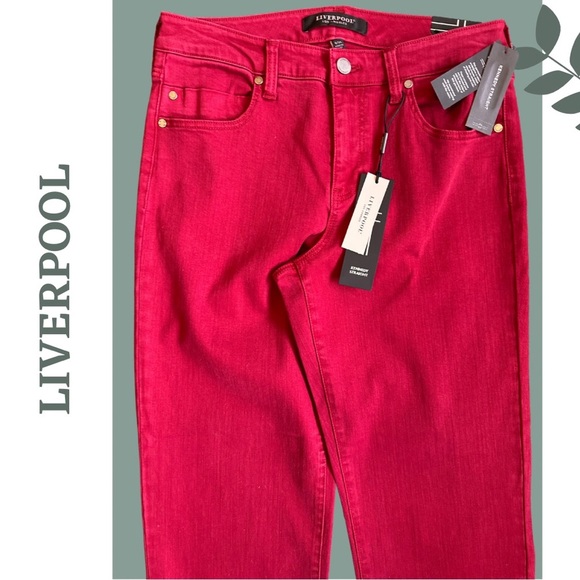 Liverpool Women's Kennedy Straight Cropped Garnet Jeans Size 14 - Picture 5 of 8